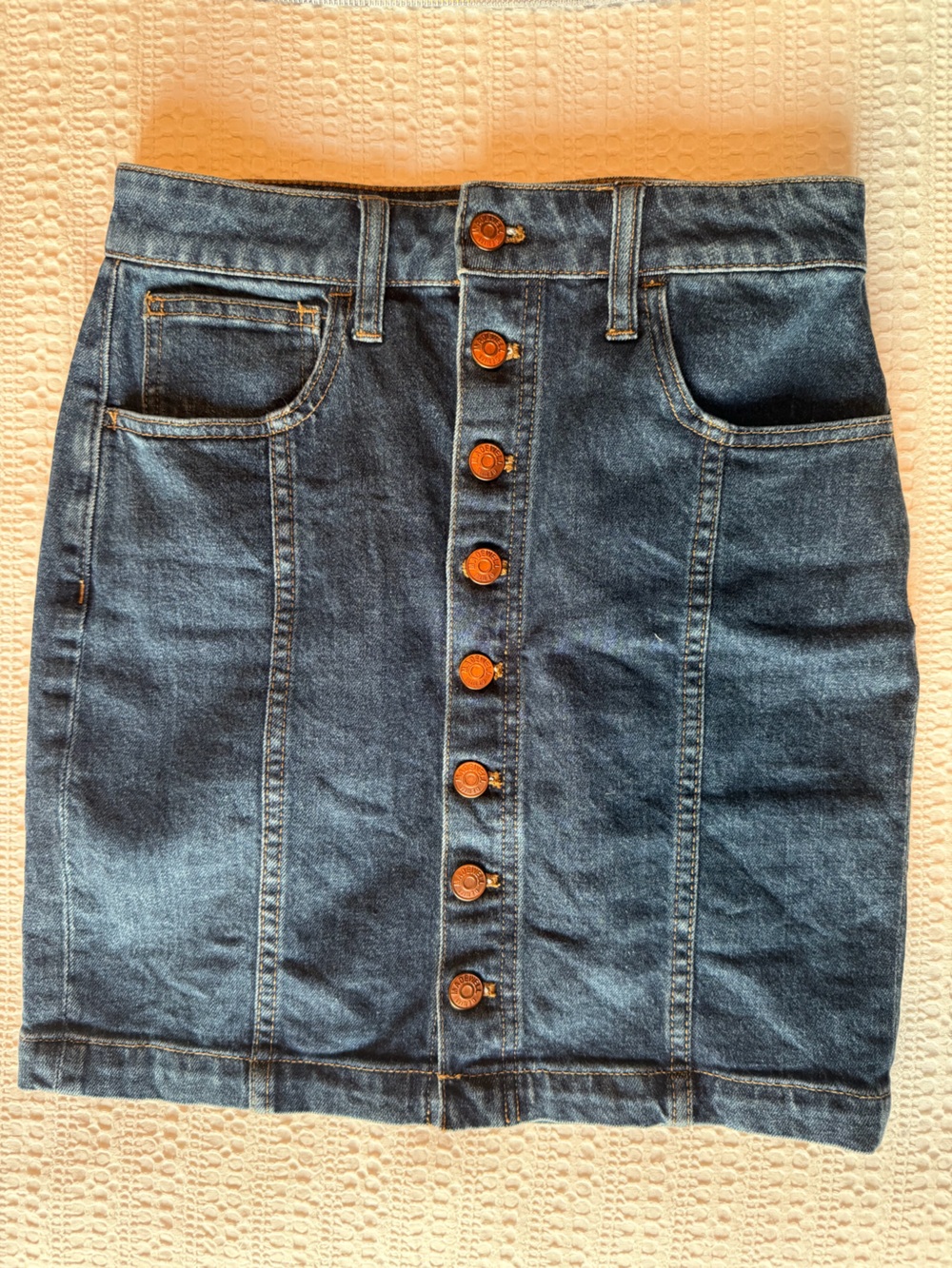 Madewell Blue Denim Button-Front Mini Skirt